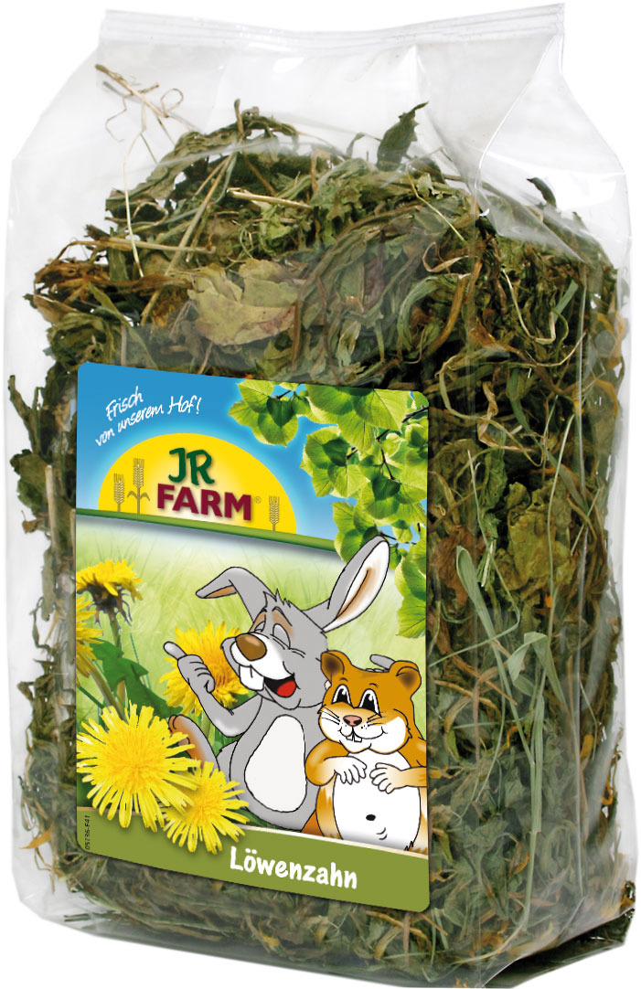 JR FARM Löwenzahn, für Kleintiere (Kaninchen, Hamster), getrocknet, natürliche Zutaten, ohne Mengenangabe sichtbar.