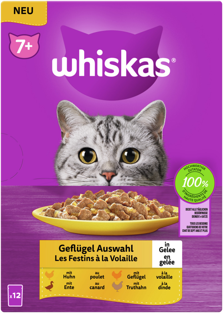 Whiskas 7+ Geflügel Auswahl in Gelee Multipack 12 x 85 g