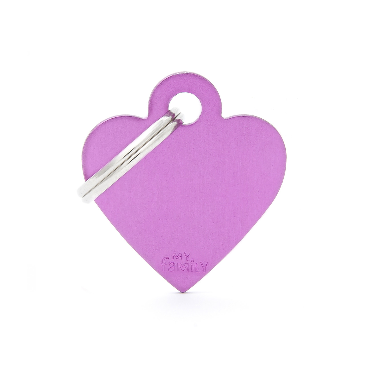 MY FAMILY Classic Small Heart Aluminum Tag purple Hundemarke