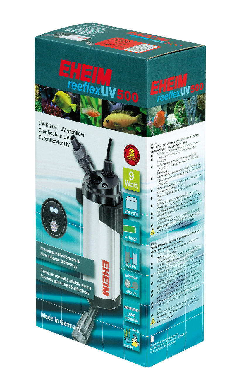 EHEIM reeflexUV 500, UV-Klärer f. Süß-/Meerwasseraquarien, 9W, reduziert Keime effektiv, Reflektortechnik, Made in Germany.