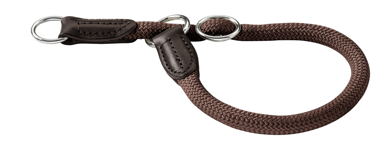 HUNTER Hundehalsband, Nylon & Leder, für alle Hunde, braun, robust, komfortabel, stilvoll, langlebig, mit Metallringen.