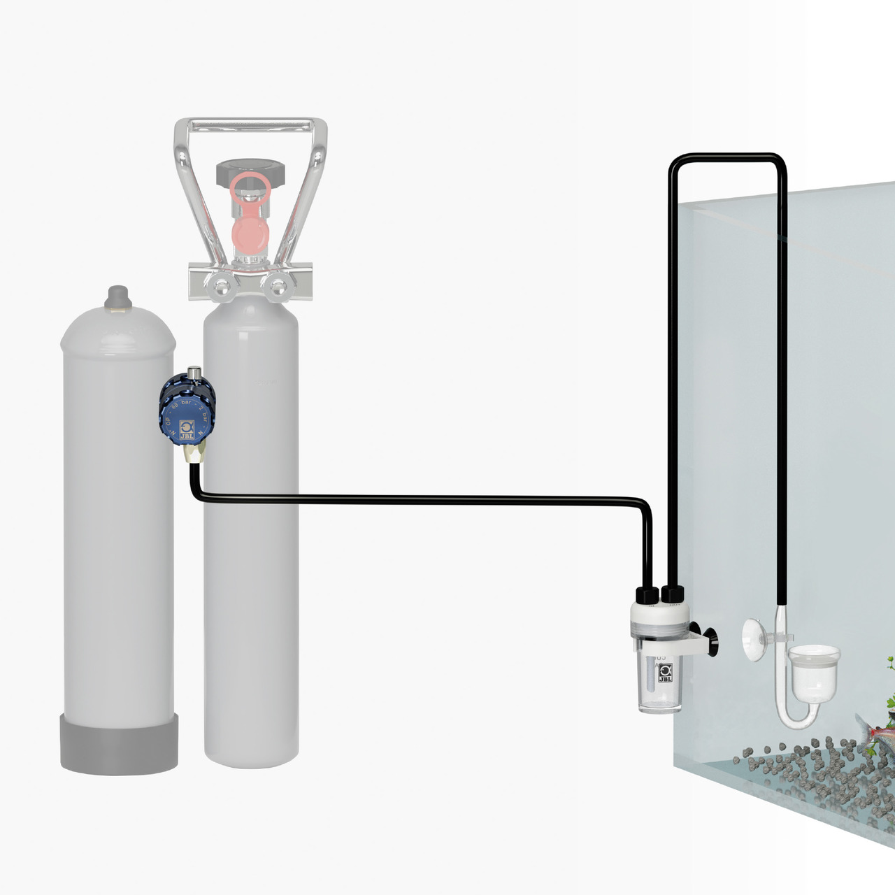 JBL ProFlora CO2-Düngesystem für Aquarien, inkl. CO2-Flasche, Druckminderer, Schläuche, Diffusor, fördert Pflanzenwachstum, für Aquarien.