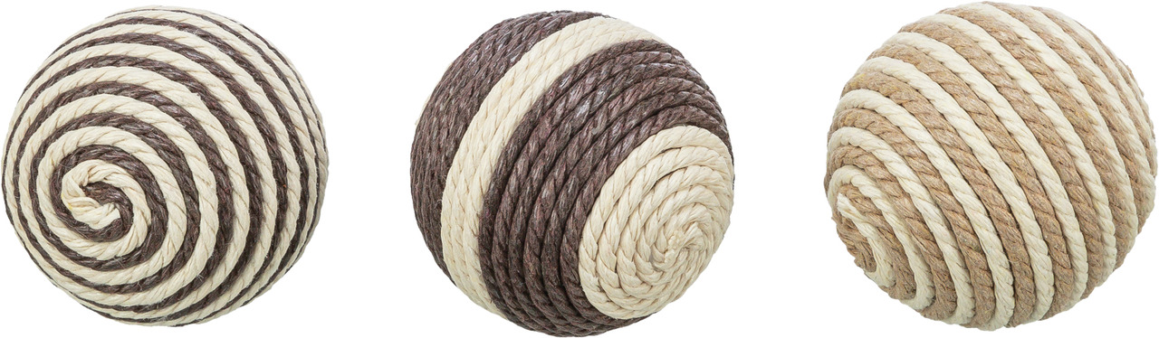 TRIXIE Spielbälle für Katzen, Sisalseil, Braun-Beige, ideal zum Spielen-Krallenwetzen, fördert Aktivität, für alle Rassen-Alter.