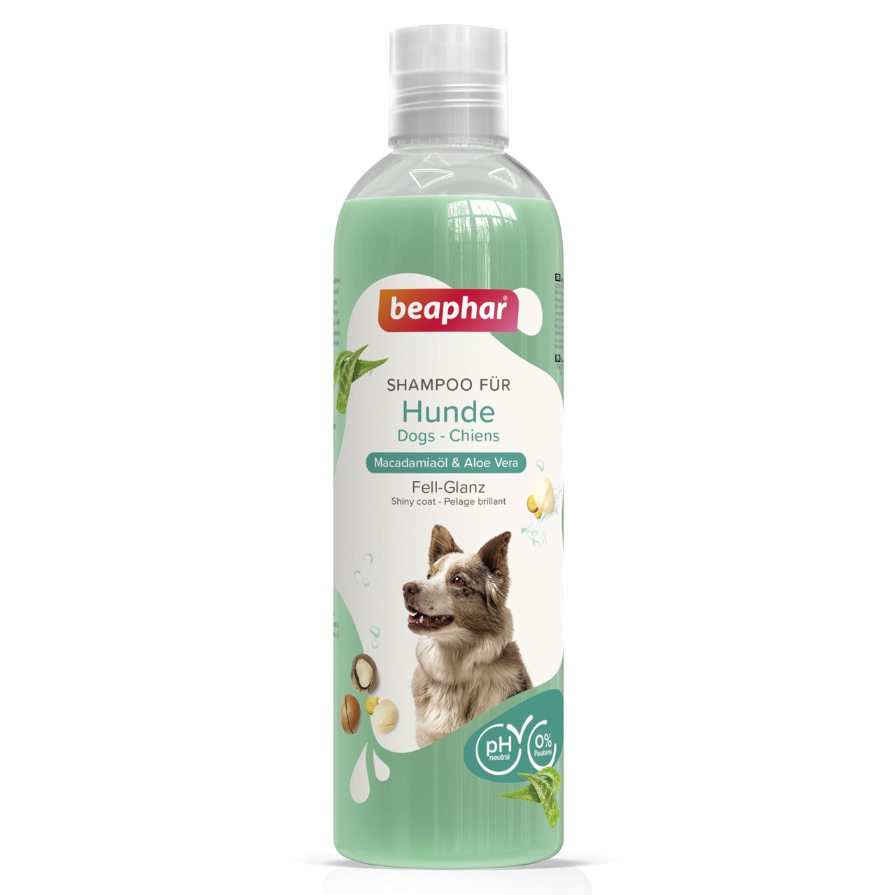 beaphar Shampoo für Hunde, Macadamiaöl & Aloe Vera, pH-neutral, für glänzendes Fell, 250 ml, ideal für Hundehalter.