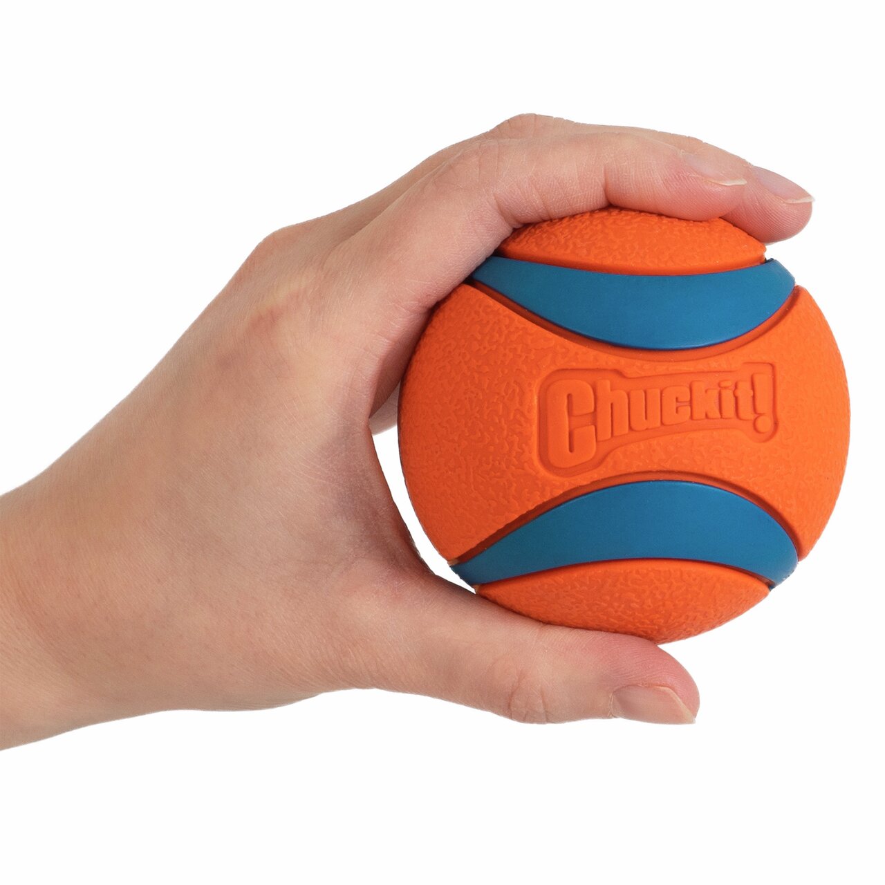 Chuckit! Ultra Ball für Hunde, robust, schwimmfähig, ideal für Apportierspiele, langlebig, handlich, orange-blau, 1 Stück.