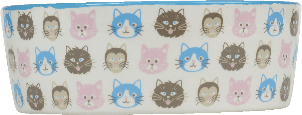 AniOne Keramiknapf Cat Faces 350 ml blau