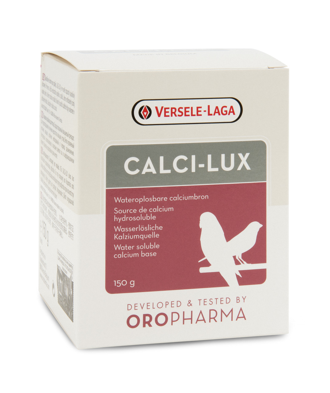 Versele-Laga Calci-Lux, wasserlösliches Kalzium für Vögel, 150 g, unterstützt Knochen & Eierschalenbildung.