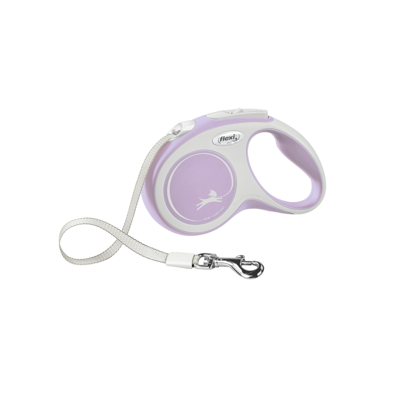 Flexi New Classic Gurtleine, Lavendel, für kl.-mittelgr. Hunde, 5m, ergonom. Griff, robuster Karabiner, flexib. Bewegungsfreiheit.