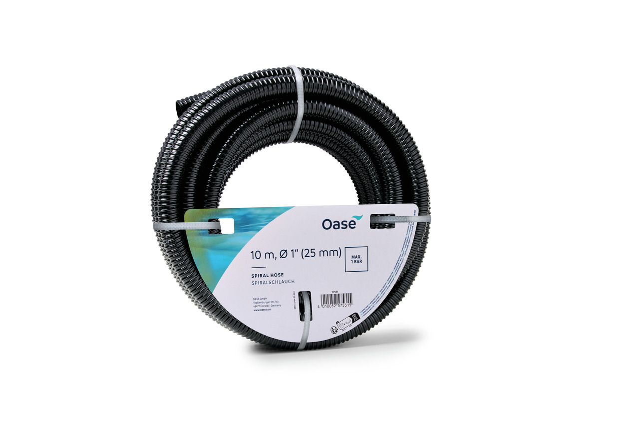Oase Spiralschlauch, schwarz, flexibel, robust, gerippt, für Teich-/Gartenbewässerung, ideal für Wassertransport.