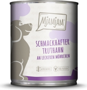 MJAMJAM Hundefutter Truthahn+Karotten, getreidefrei, viel Fleisch, 400g, für Hunde.