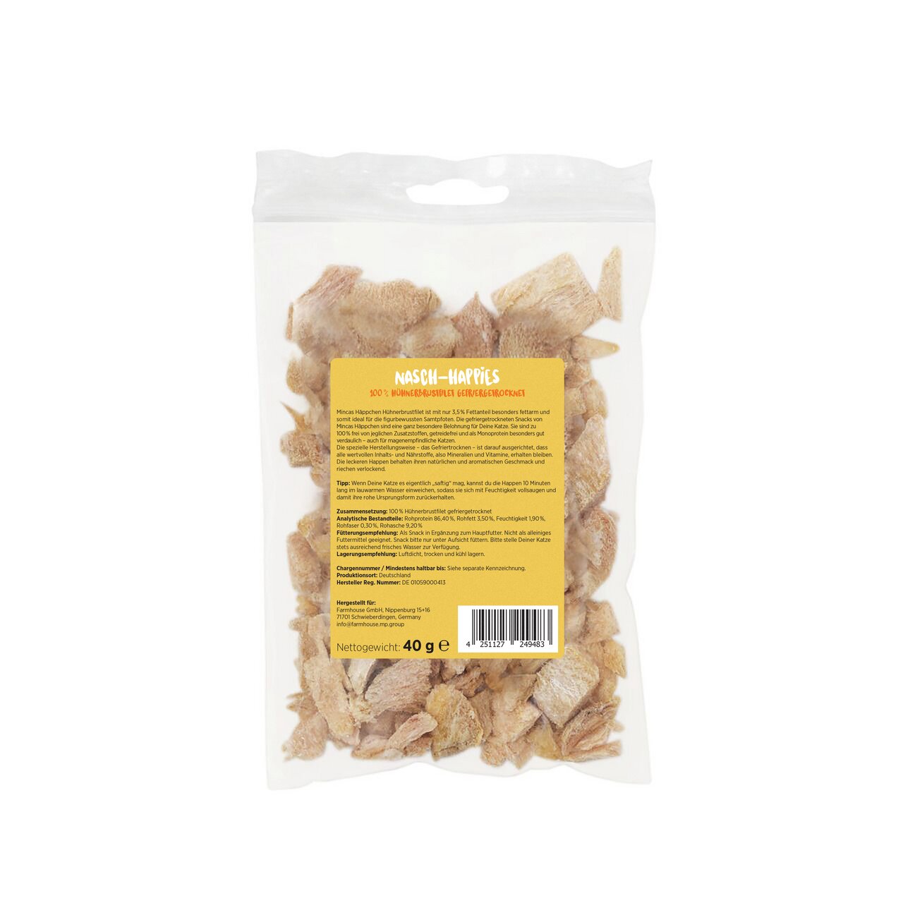 Farmhouse Nasch-Happies für Hunde, 100 % Rinderkopfhaut, 40 g, gesunde Belohnung, fördert Zahnpflege, schonend getrocknet.