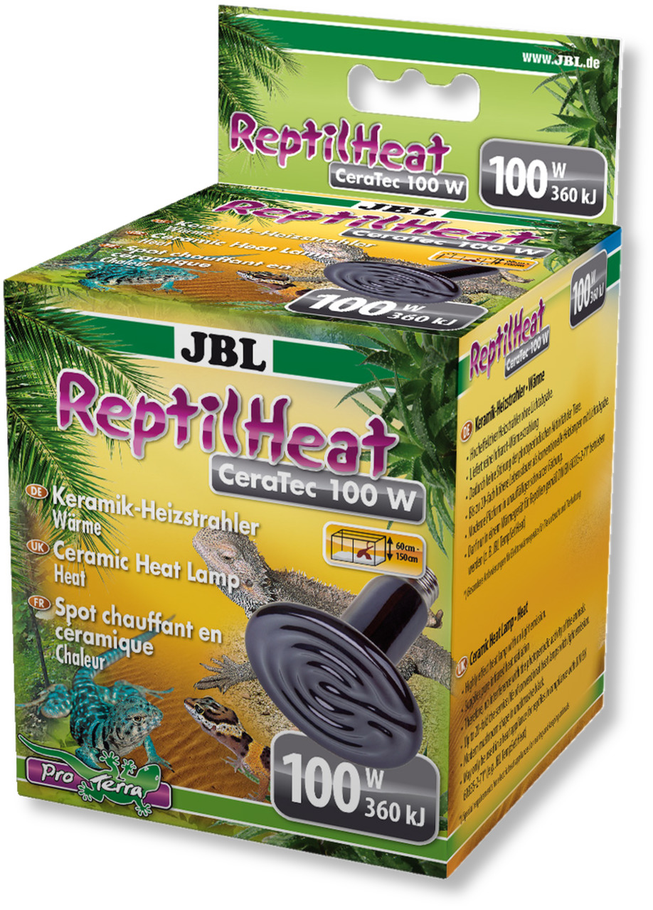 JBL ReptilHeat CeraTec 100 W, Keramik-Heizstrahler für Reptilien, 100 W, 360 kJ, für Terrarien 60-150 cm, zuverlässige Wärmequelle.