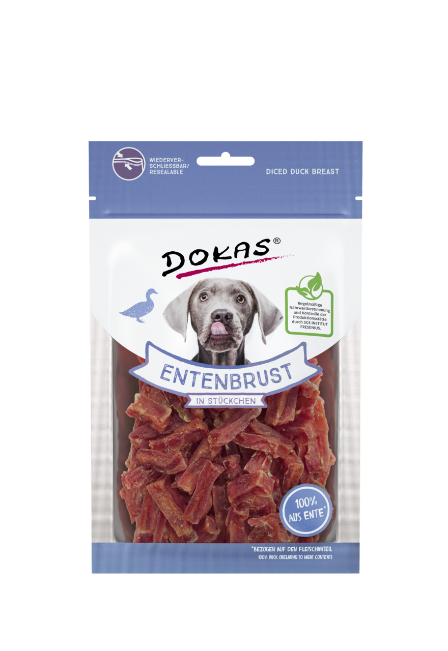 DOKAS Entenbrust in Stückchen 70 Gramm Hundesnack