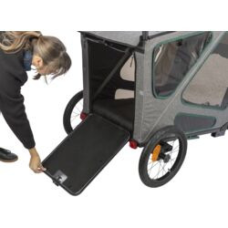 TRIXIE Hundeanhänger, für Hunde, Grau-Schwarz, große Räder, Netzfenster, stabile Konstruktion, ideal f. sicheren Transport.