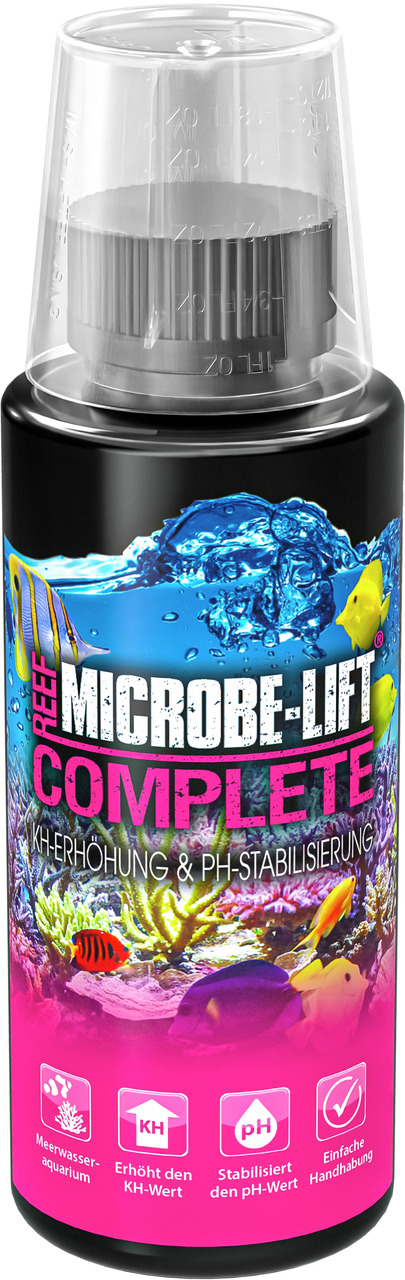 MICROBE-LIFT REEF COMPLETE, 473 ml, für Meerwasseraquarien, erhöht KH, stabilisiert pH, einfache Handhabung, für Aquarienbesitzer.