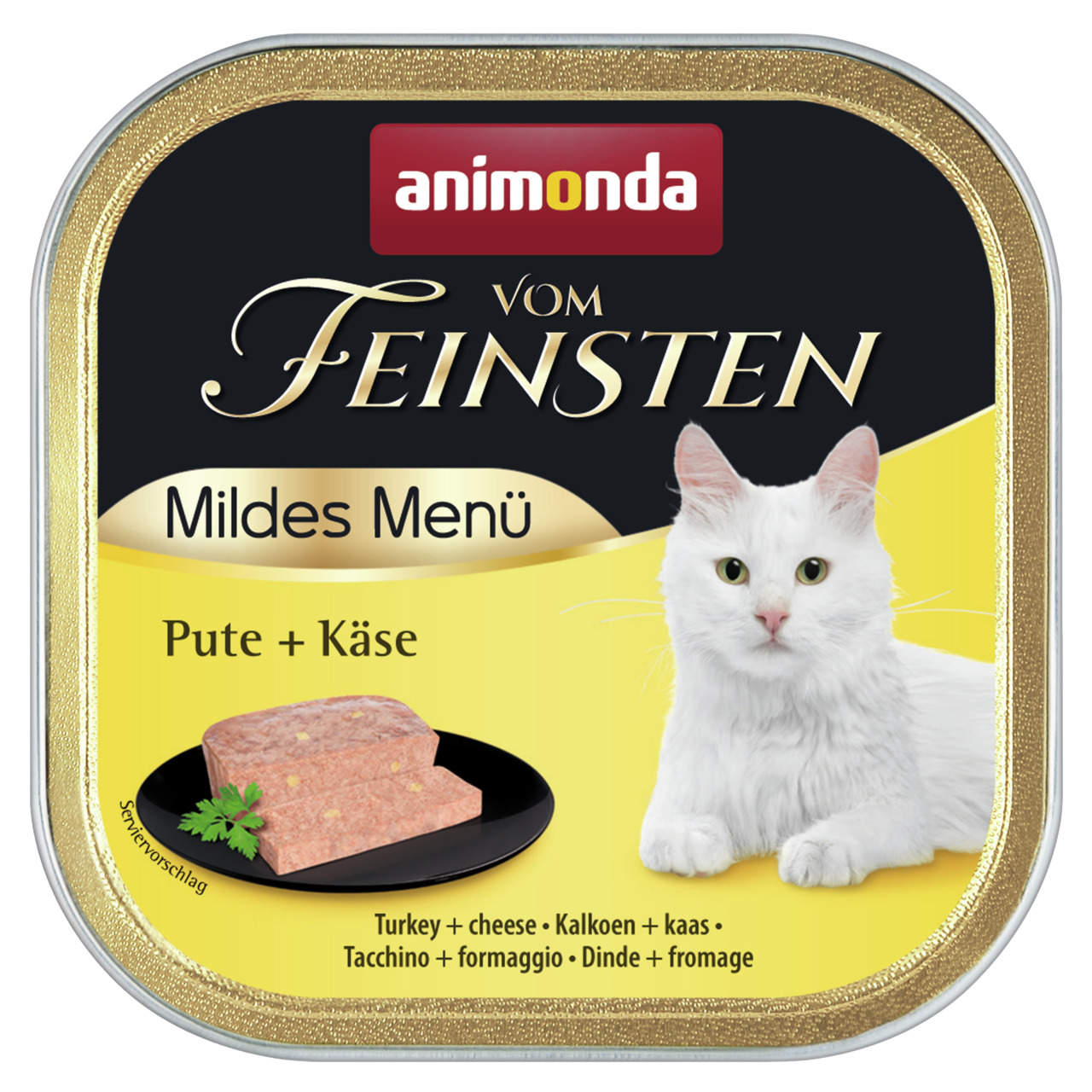 animonda vom Feinsten Mildes Menü, Katzenfutter, Pute & Käse, 100 g, mild & lecker, für anspruchsvolle Katzen.