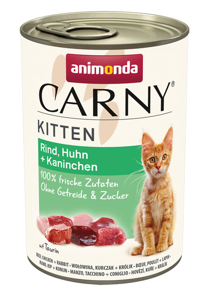 Sparpaket 6 x 400 g Animonda Carny Kitten Rind, Huhn & Kaninchen Katzen Nassfutter