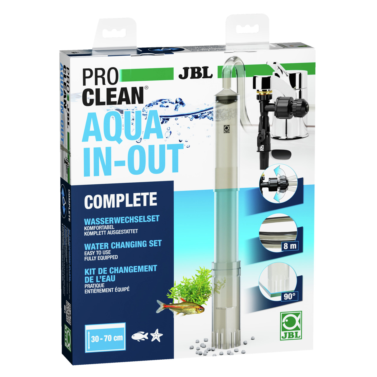 JBL ProClean Aqua In-Out, Wasserwechselsystem f. Aquarien (30-70 cm), inkl. 8-m-Schlauch & 90°-Anschluss, ideal f. Aquarienbesitzer.