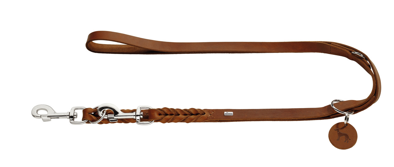HUNTER Verstellbare Führleine Solid Education cognac 18/200