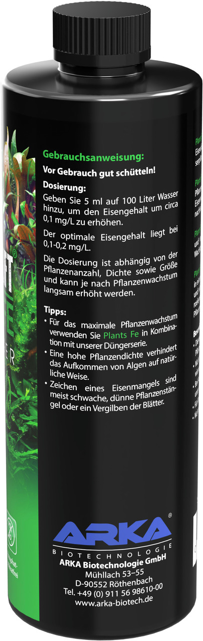ARKA MICROBE-LIFT Plants Fe, Eisendünger für Aquarienpflanzen, 250 ml, für Aquarienbesitzer, mit Dosieranweisungen & Anwendungstipps.
