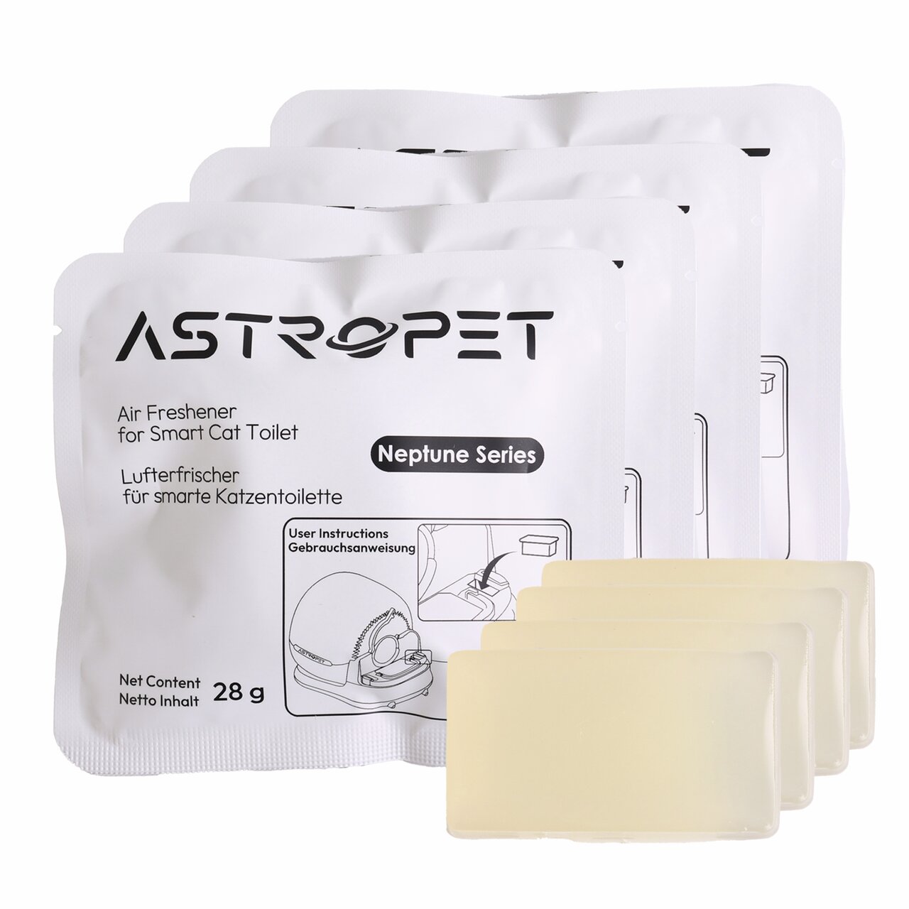 AstroPet Lufterfrischer Neptune Series, für Katzentoiletten, Neutralisierung von Gerüchen, Inhalt: 28 g, 4 Stück.