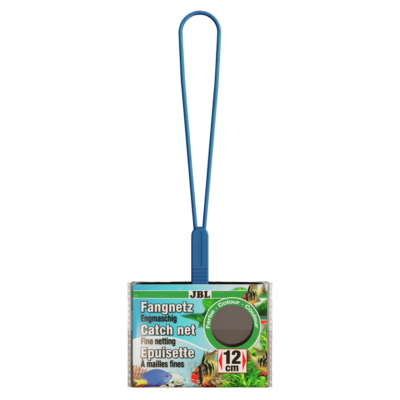 JBL Fangnetz 12 cm, feines Netzgewebe, für Aquarienliebhaber & Fischhalter, schonendes Einfangen von Fischen, blauer Griff.