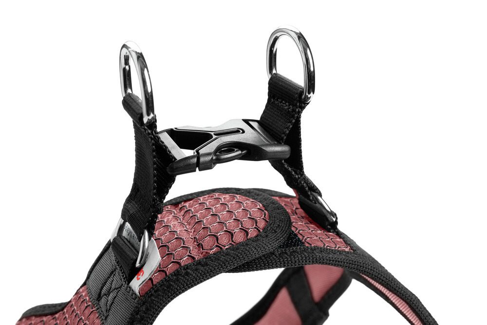 HUNTER Geschirr "Divo" für Hunde, Bordeaux, ergonomisch, atmungsaktiv, gepolstert, Metallringe, Klickverschluss, Komfort, Sicherheit.