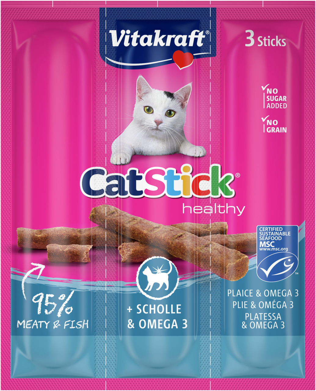 Vitakraft Cat Stick Mini Scholle/Omega3 3 Stück