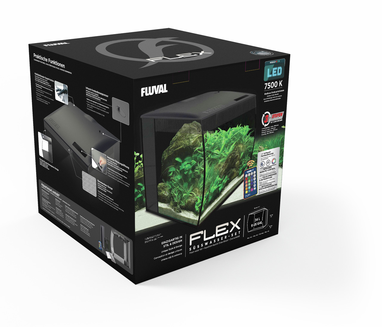 FLUVAL Flex Nano-Aquarium-Set 34 Liter schwarz