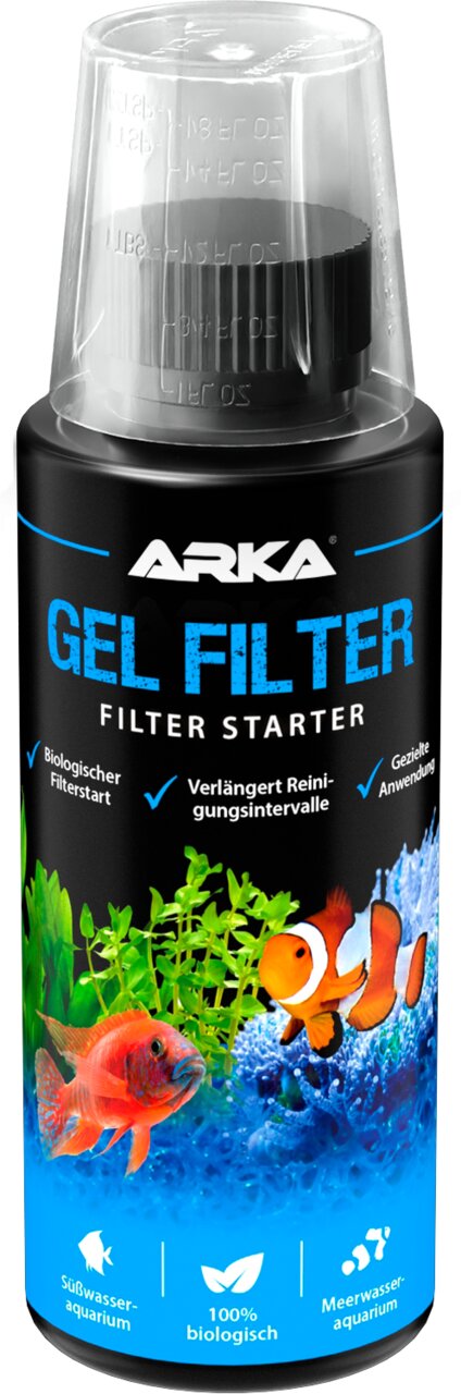 ARKA Gel Filter Filter Starter für Süß- und Meerwasseraquarien, biologischer Filterstart, 100% biologisch, 118 ml.