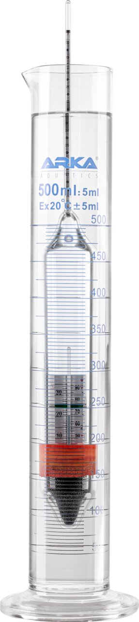 ARKA Aquatics Präzisions-Aräometer für Meerwasseraquarien, Zielgruppe Aquarianer, 500 ml Messzylinder, salzgenaue Dichtemessung