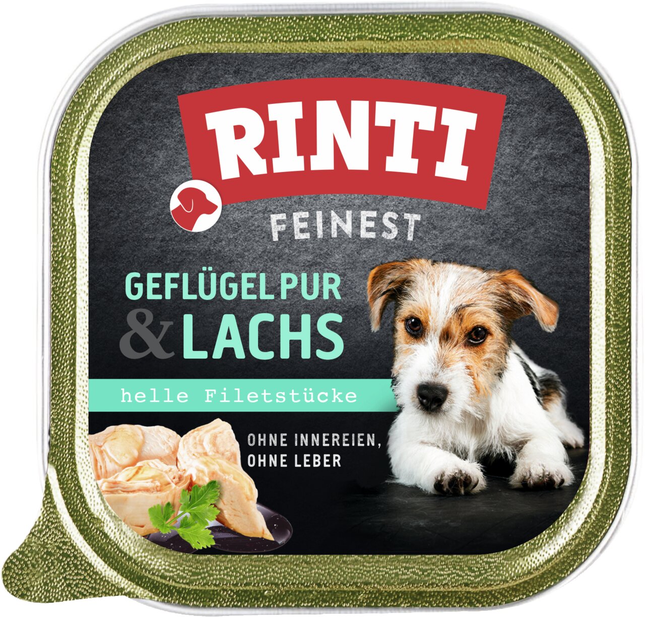 RINTI Feinest Geflügel pur & Lachs Hundefutter für adulte Hunde, 125g