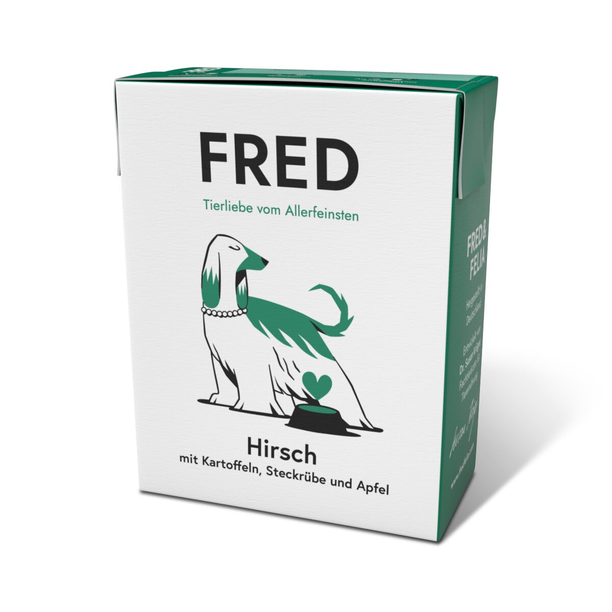 FRED Hundefutter Hirsch für Hunde, mit Kartoffeln, Steckrübe und Apfel, Tierliebe vom Allerfeinsten, 6x400 g.