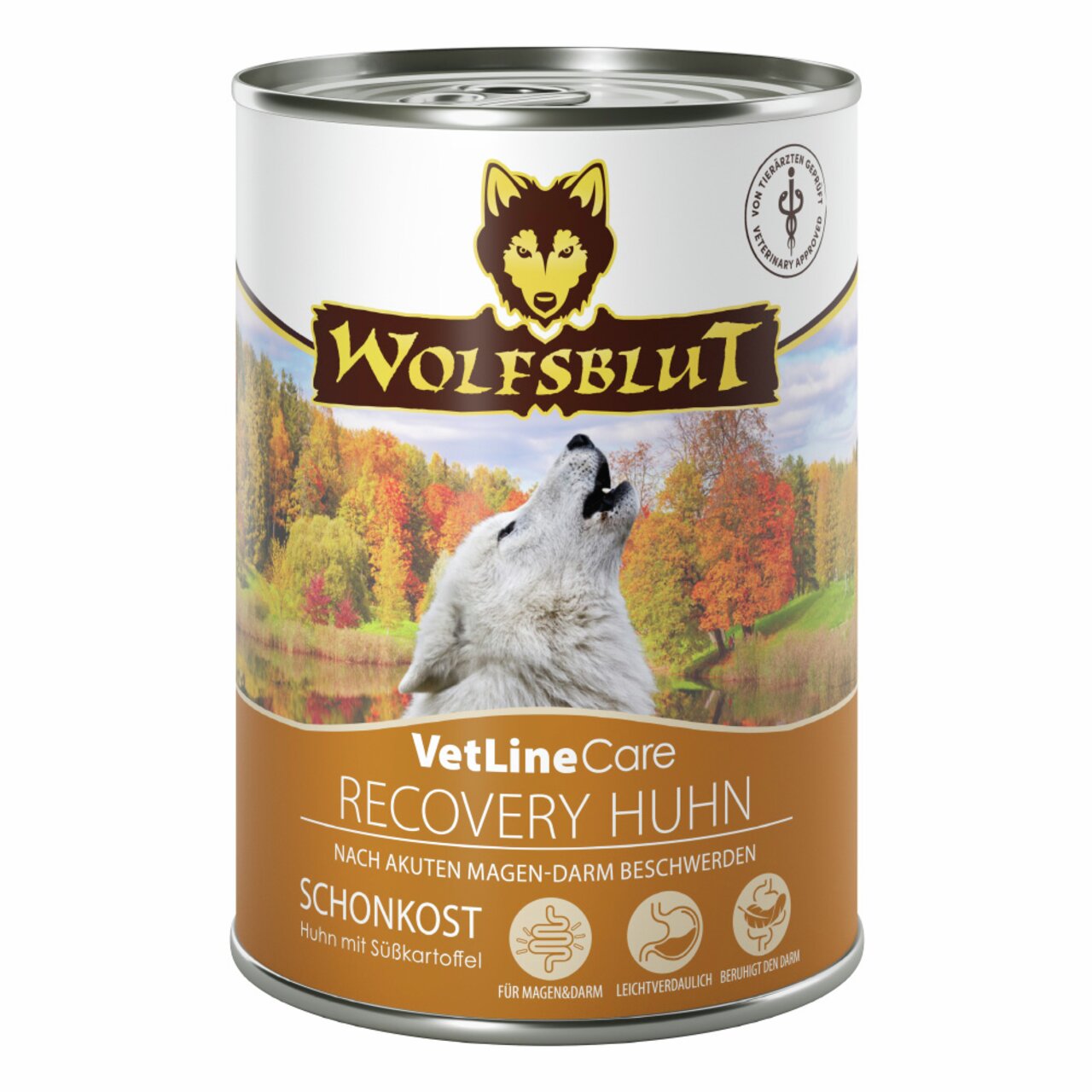 Wolfsblut VetLine Care Recovery Huhn, für Hunde mit Magen-Darm-Beschwerden, leicht verdaulich, mit Süßkartoffel, 395 g.