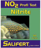 Salifert NO2 Profi Test Nitrite: Wassertest für Aquarien, misst Nitritwerte. 60 Tests, grüne Verpackung mit Fischmotiv.