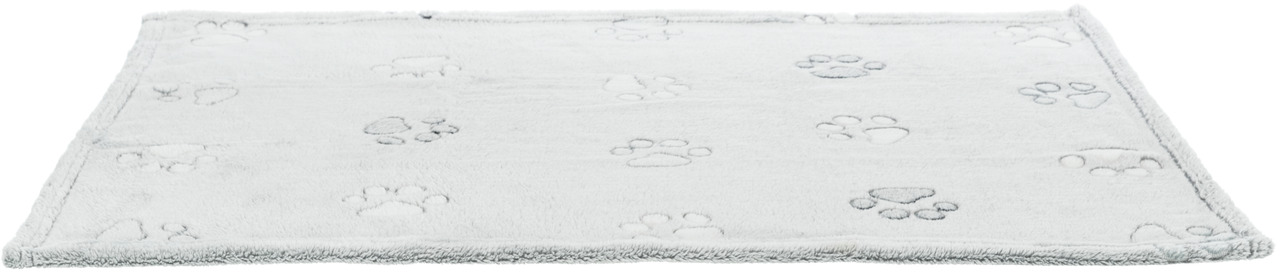 Weiche, graue Haustierdecke von TRIXIE mit eingestickten Pfotenmotiven, ideal für Hunde und Katzen. Perfekt als Liegefläche oder Schutz für Möbel. Maße und Material nicht sichtbar. Die Decke bietet Komfort und Wärme für Haustiere und ist leicht zu reinige
