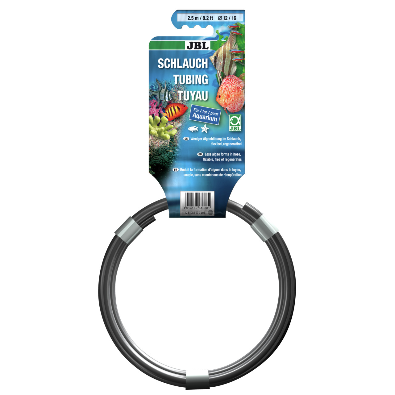 JBL Schlauch Tubing, flexibler Schlauch (12/16 mm, 2,5 m) für Süß-/Meerwasseraquarien, reduziert Algenbildung, regenerierbar.