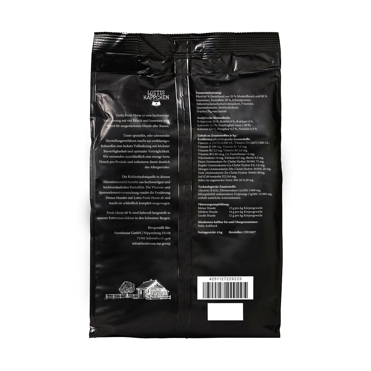LOTTIS HÄPPCHEN Lottis Fresh Horse Trockenfutter für Hunde aller Rassen, Pferd, hypoallergen, getreidefrei, 4 kg;;;;;;;;;;;;;;;;;;;;;;;;;;;;