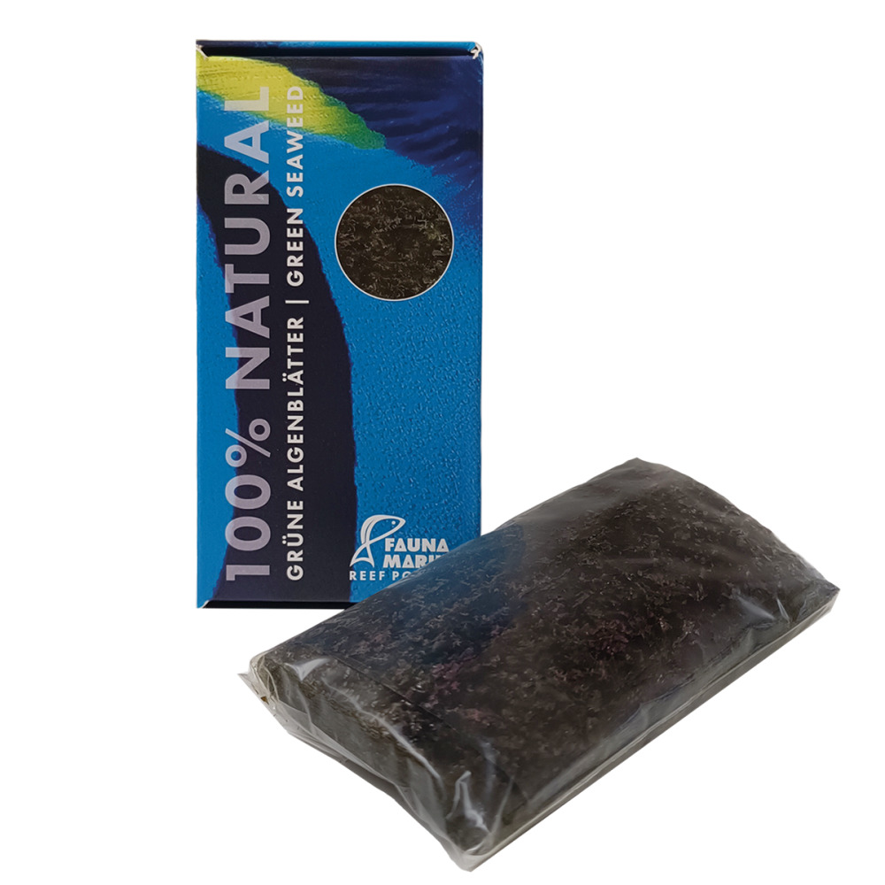 Fauna Marin 100% Natural Grüne Algenblätter, für Meerwasseraquarien-Bewohner, natürliche Nahrungsergänzung, Menge nicht erkennbar.