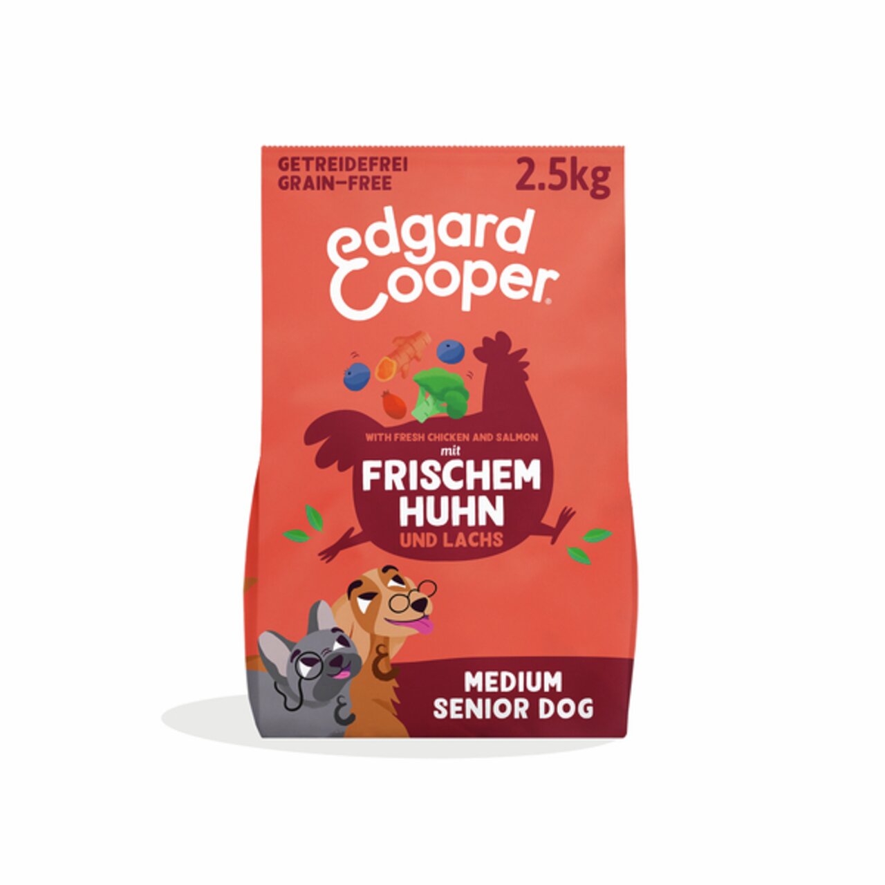 Edgard & Cooper Hundefutter für Senioren, mittlere Rassen, mit Huhn und Lachs, getreidefrei, 2,5 kg.