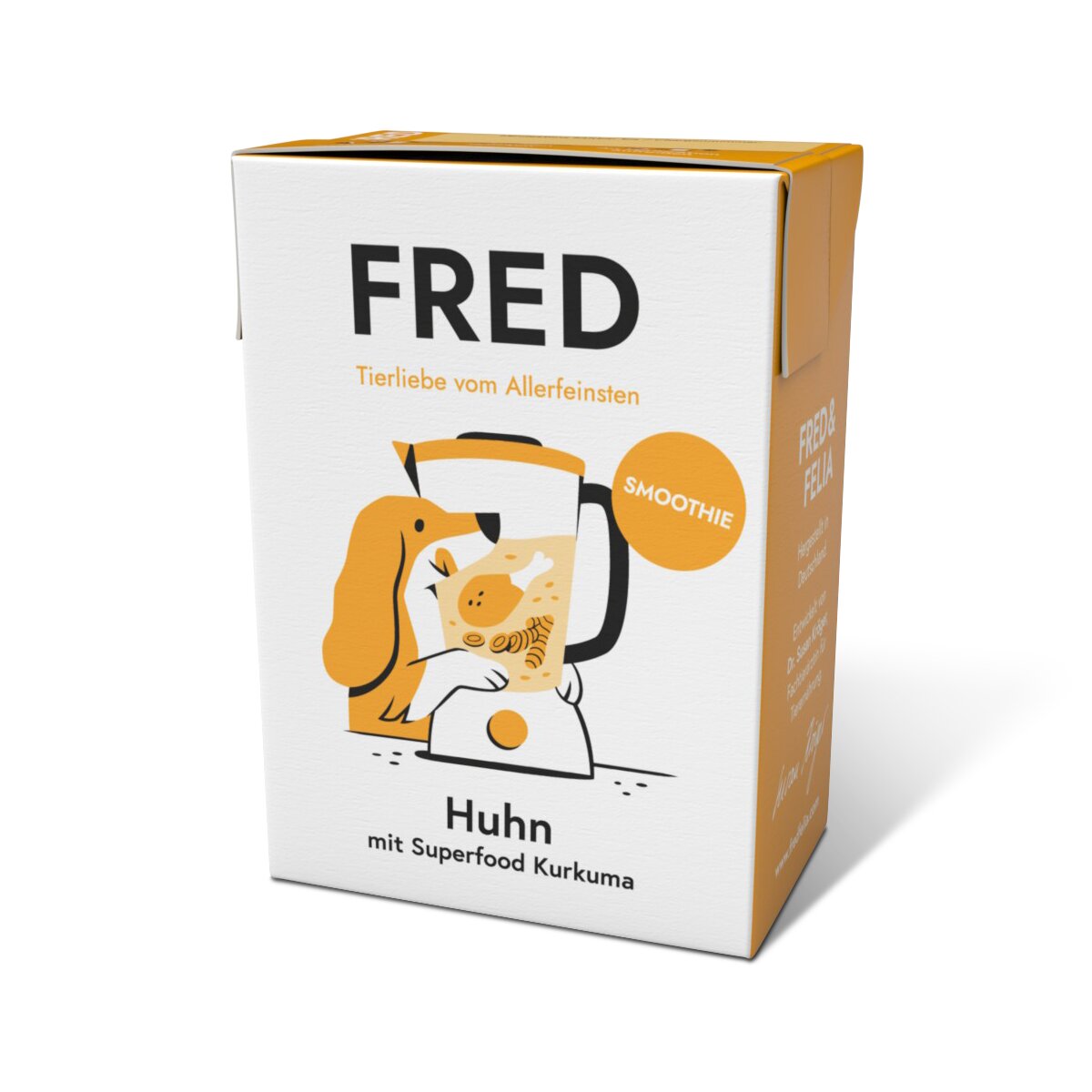 FRED Smoothie Hundesnack für Hunde, Huhn mit Superfood Kurkuma, Tierliebe vom Allerfeinsten, 6 x 20 g.