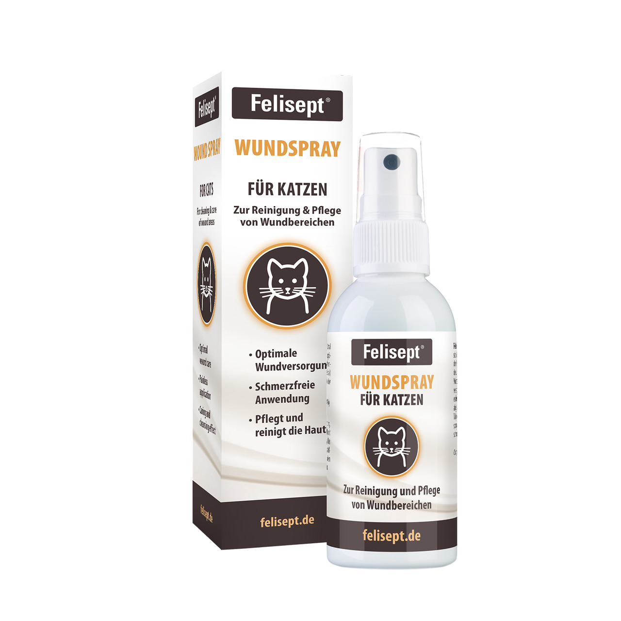 Felisept Wundspray f. Katzen, reinigt & pflegt Wunden, schmerzfreie Anwendg., 50 ml, optimale Wundversorgg.