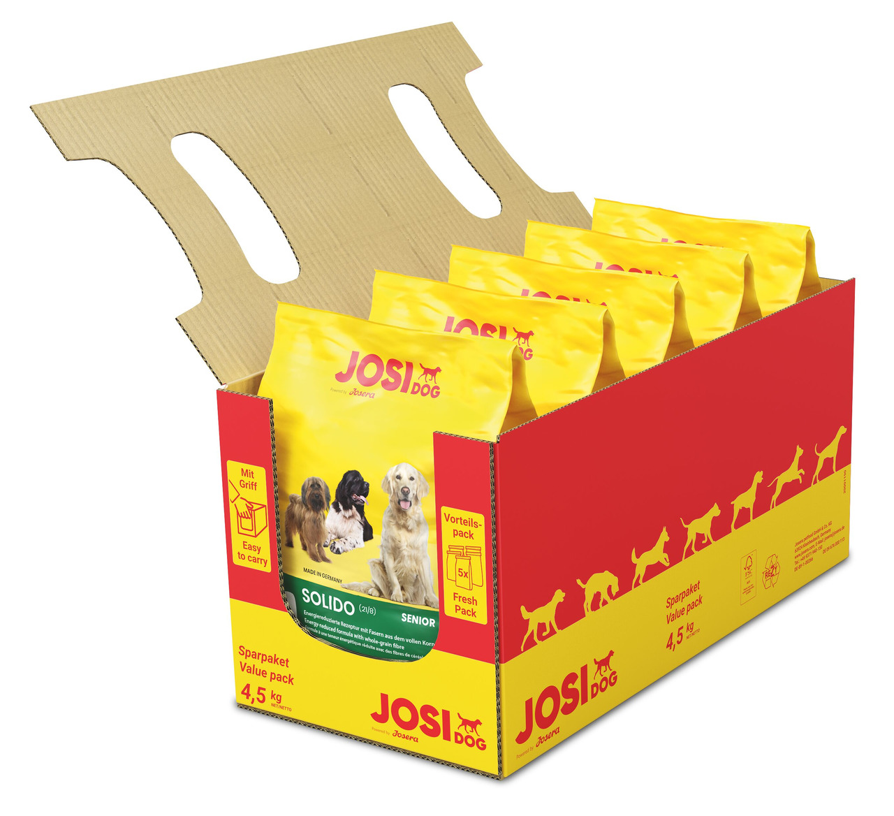 Sparpaket 5 x 900 g Josera JosiDog Solido Hunde Trockenfutter