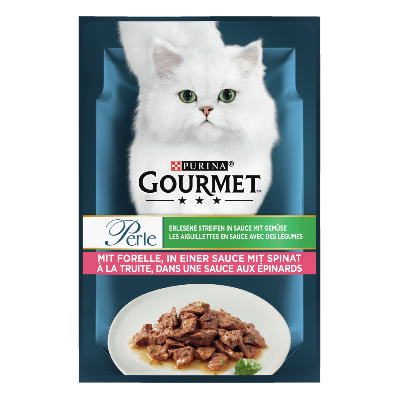 Gourmet Perle Forelle mit Spinat 85g Katzenfutter