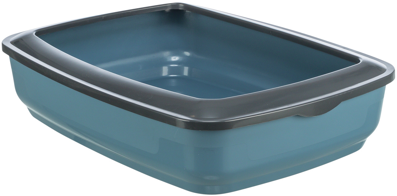 TRIXIE Katzentoilette, offen, Blau-schwarz, für Katzen aller Altersgruppen, leicht zu reinigen, robust, ideal täglich, EAN: 4011905403946.
