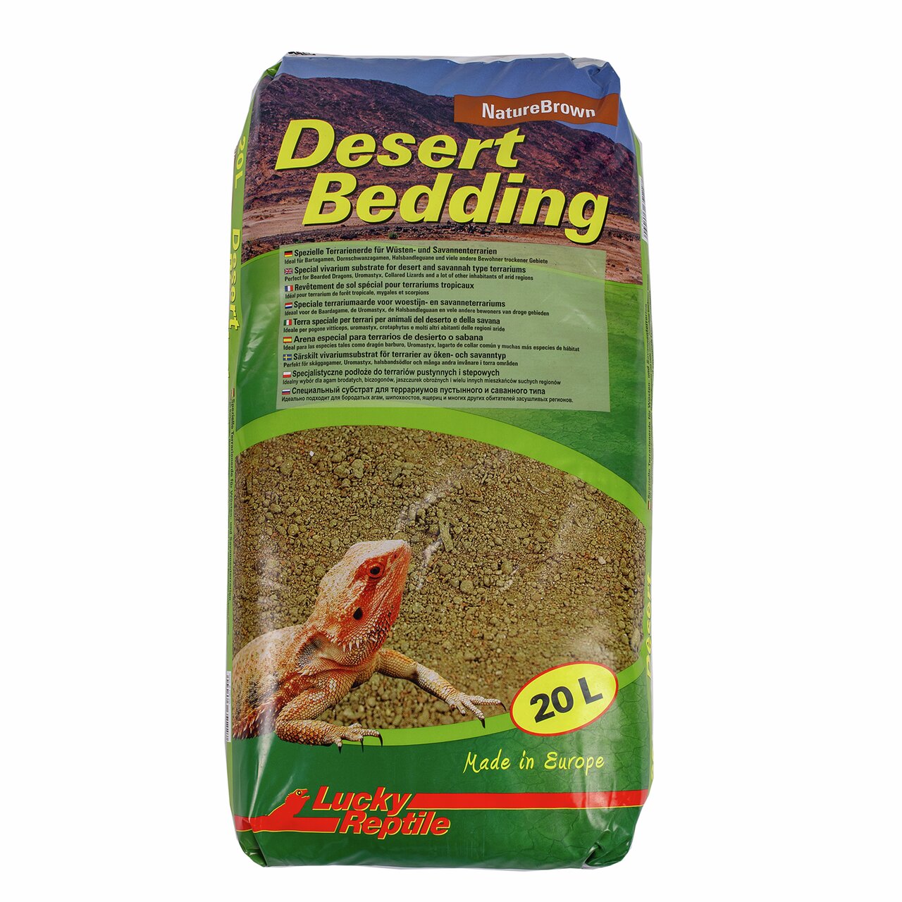 Lucky Reptile Desert Bedding, Terrariensubstrat für Wüsten--Savannenterrarien, NatureBrown, 20 L, ideal für Reptilienhalter.