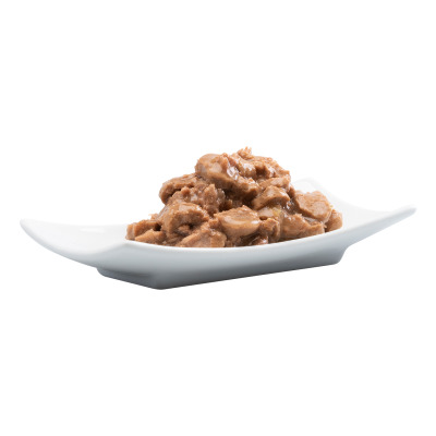 Catz finefood Nassfutter für Katzen, hochwertige fleischbasierte Mahlzeit, saftig & appetitlich, abgebildete Menge: 1 Portion.