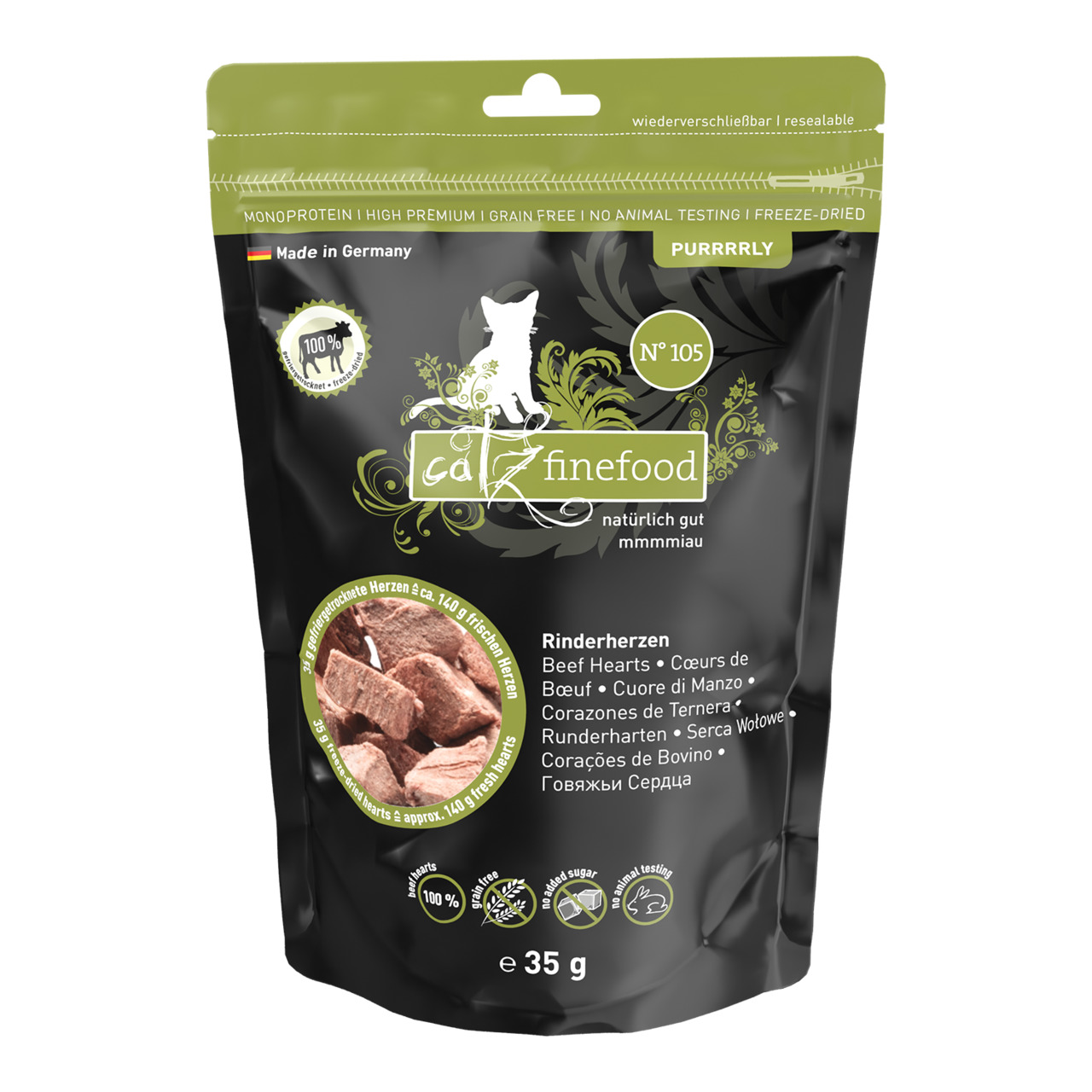 Catz finefood Purrrrly No. 105 Rinderherzen 35 Gramm Katzensnacks