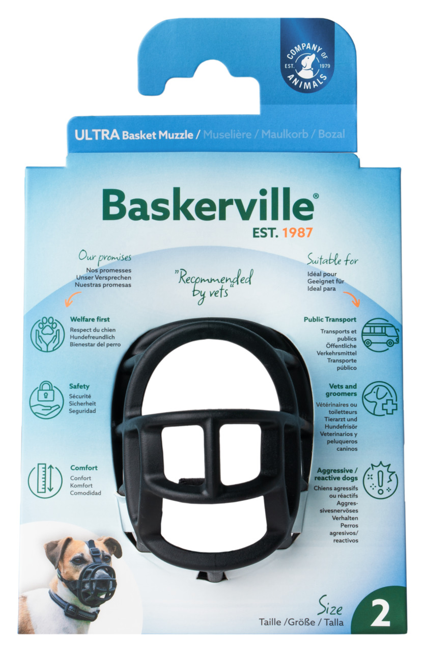 Baskerville Ultra Muzzle, Gr. 3, für Hunde, schwarz, robuster Kunststoff, verstellbare Nylonriemen, ideal für Training & Reisen.