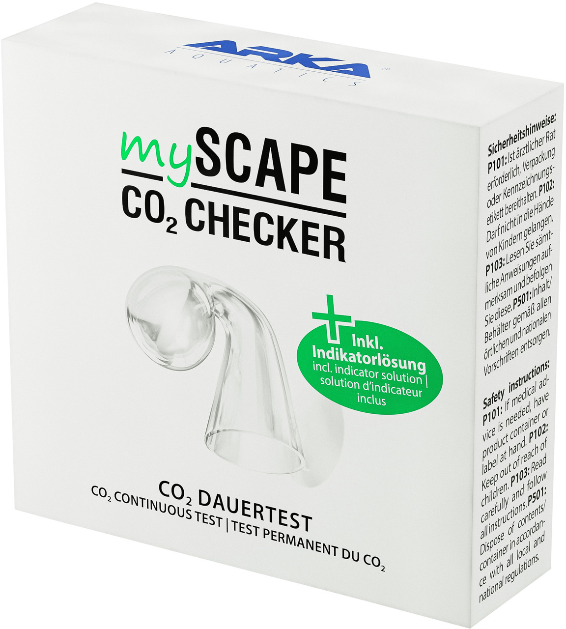 ARKA myScape CO2 Checker, für Aquaristik, CO2-Dauertest, inkl. Indikatorlösung, modernes Design, transparent.